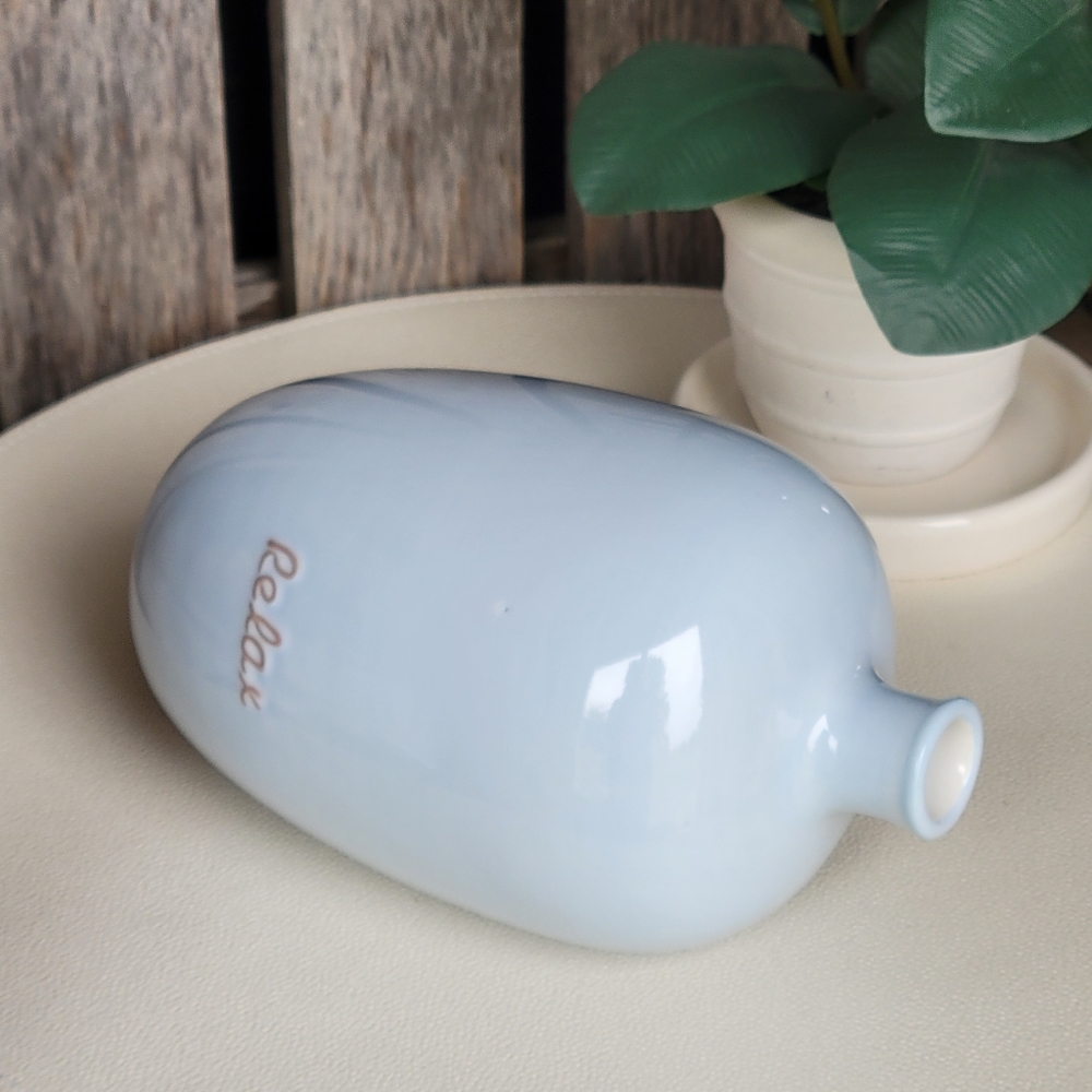 Grasslands Road Blue Ceramic Bud Vase with 'Relax' Inscription - Picture 5 of 8